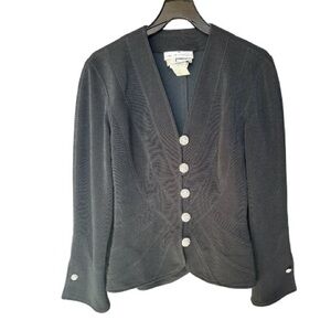 Vintage Saks Fifth Avenue Tadashi Shoji Black Blazer with Silver Buttons